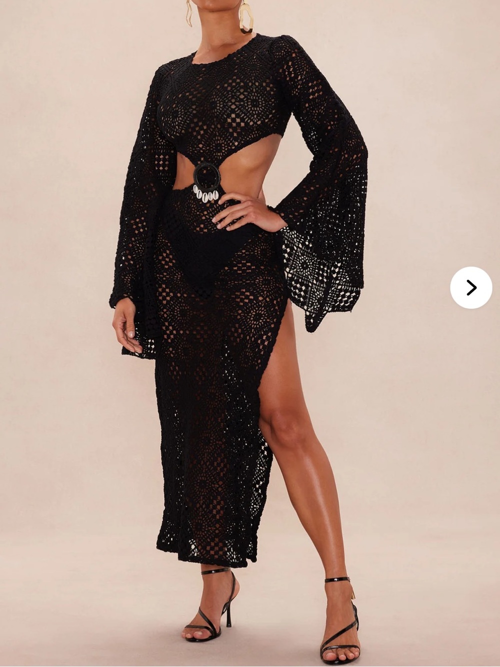 Black Crochet Cutout Maxi Dress